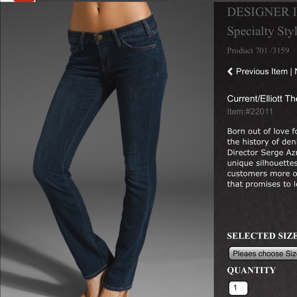 NWOT Current/Elliott Slim Leg Jeans